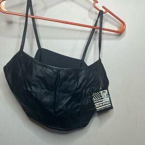 Dream Apparel Black Leather Crop Top